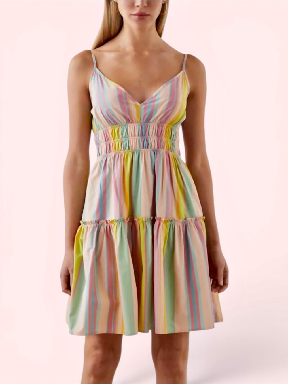 Rails Carmen Sundress Guava Stripe M Dopamine Dressing Resortwear Vacation